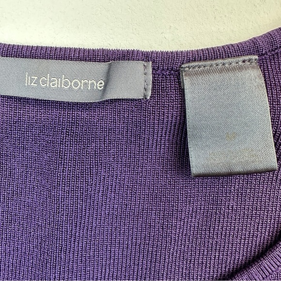 Liz Claiborne Purple Rayon Top Short Sleeved - Picture 7 of 8